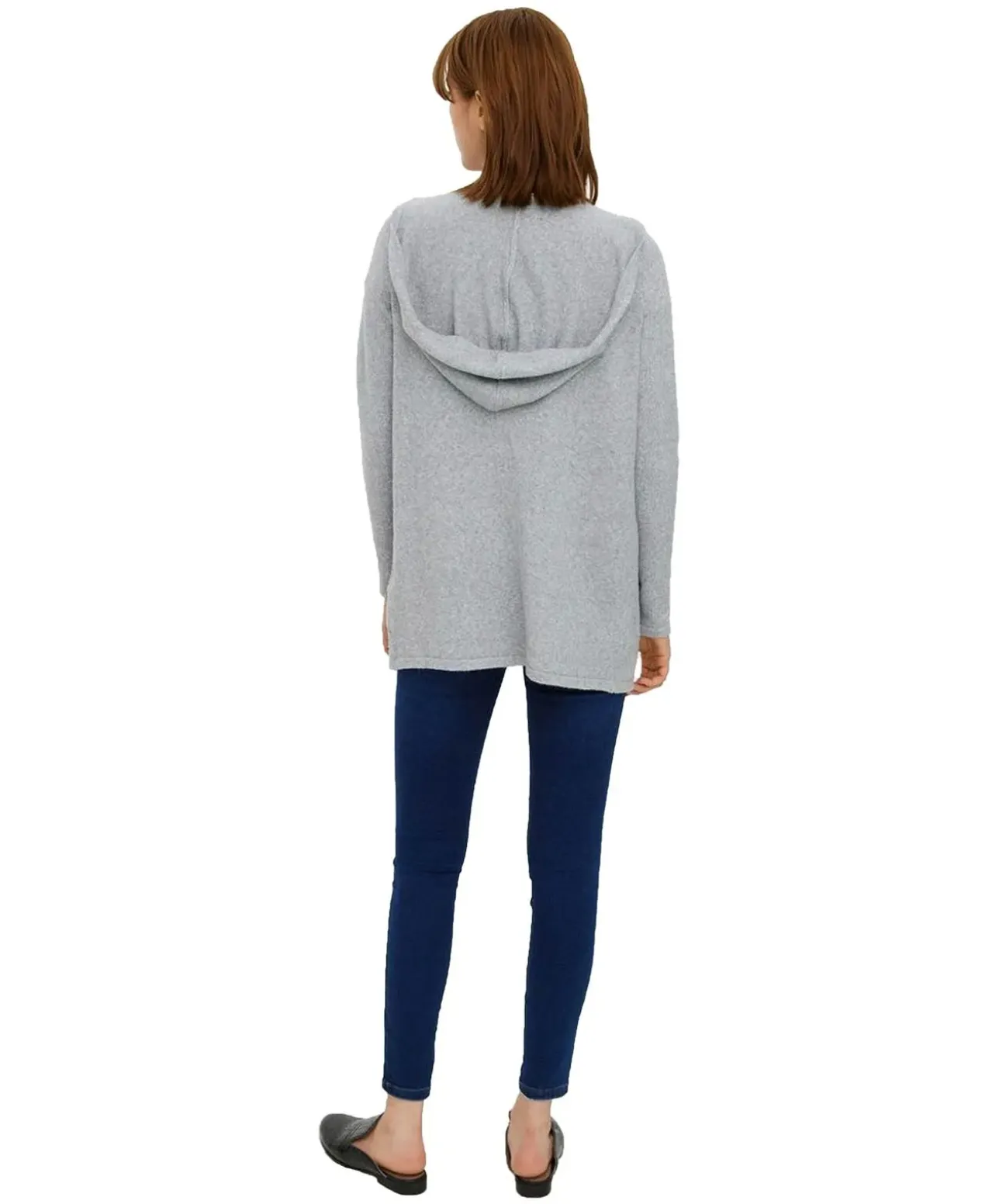 Vero Moda Strick Cardigan open Hood Doffy in Grau