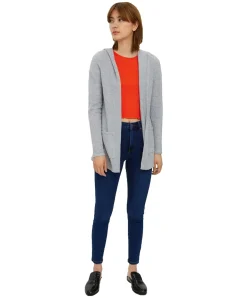 Vero Moda Strick Cardigan open Hood Doffy in Grau