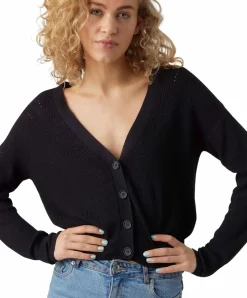 Vero Moda Strickjacke New Lexsun mit V-Ausschnitt in Schwarz