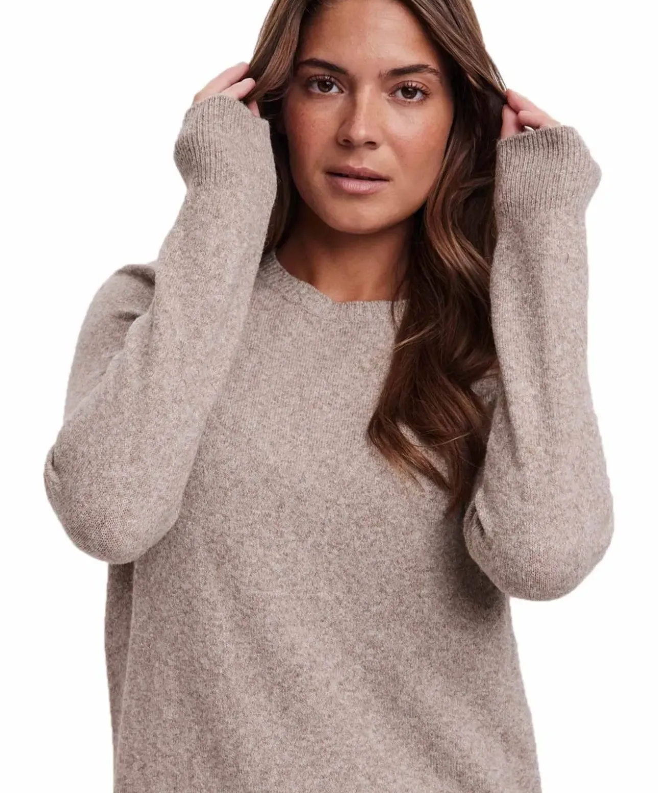 Vero Moda Strickkleid Doffy mit Langarm in Hellbraun