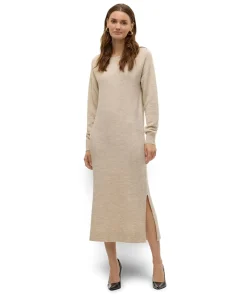Vero Moda Strickkleid Lefile in meliertem Beige