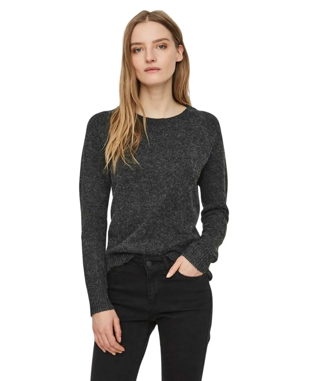 Vero Moda Strickpullover Doffy in Schwarz mit Rundhals