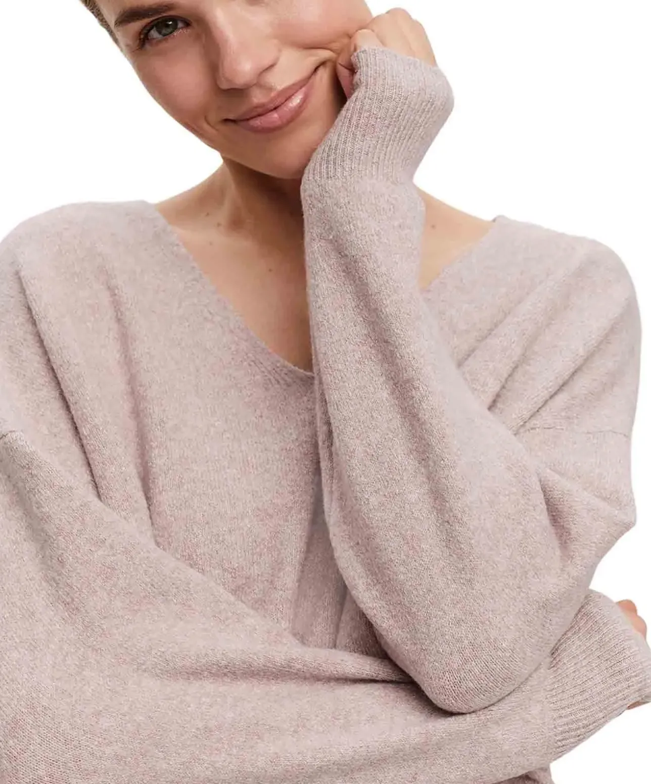 Vero Moda Strickpullover Doffy mit V-Auschnitt in Rosa