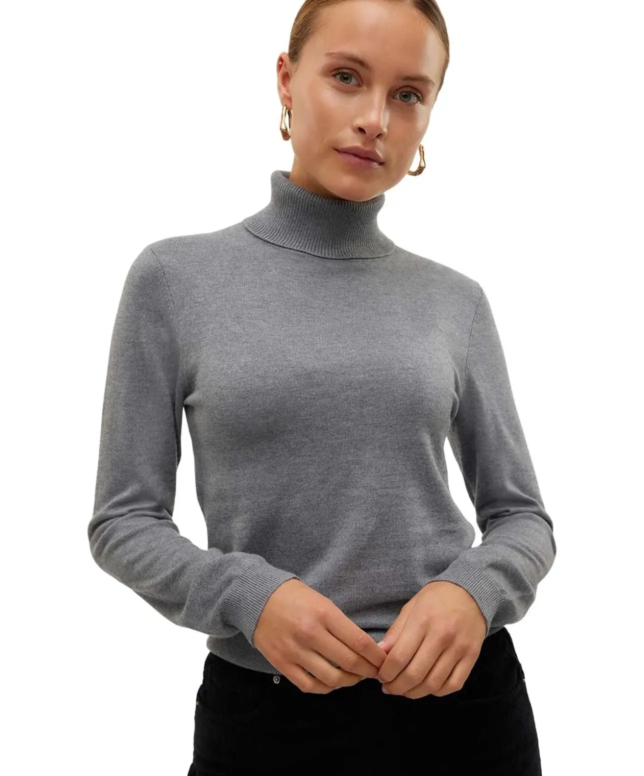 Vero Moda Strickpullover Iris in Grau mit Rollkragen