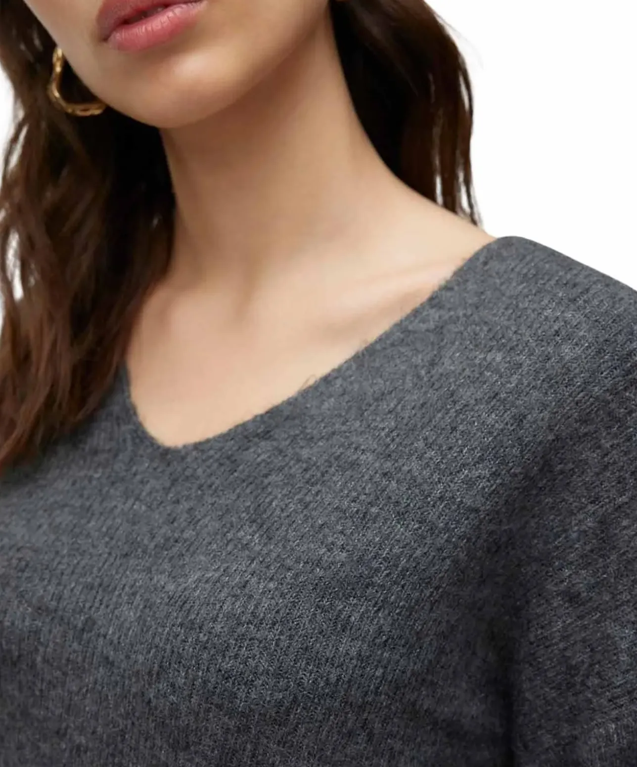 Vero Moda Strickpullover Crewlefile mit V-Ausschnitt in Grau