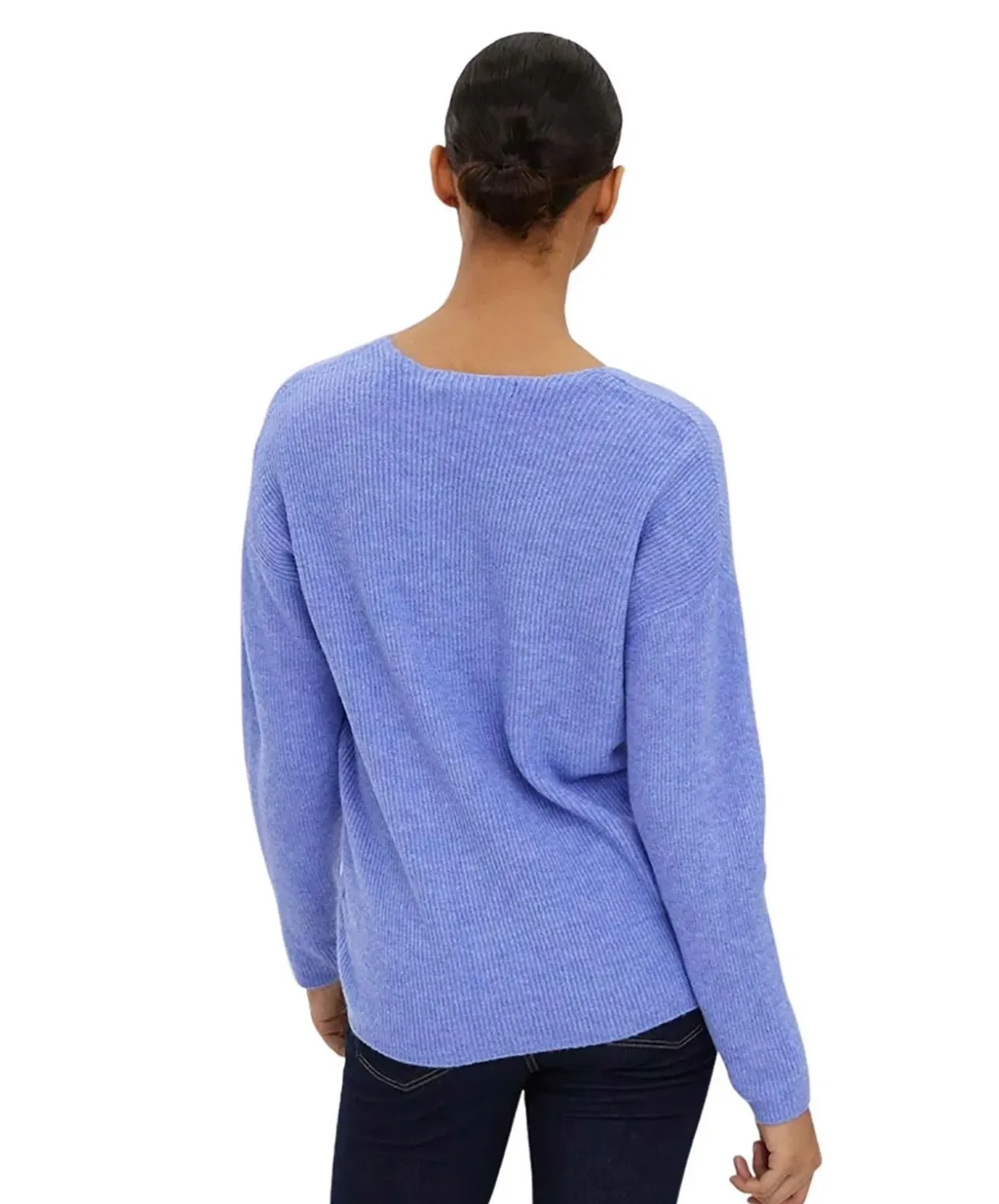 Vero Moda Strickpullover Crewlefile mit V-Neck in Blauviolett