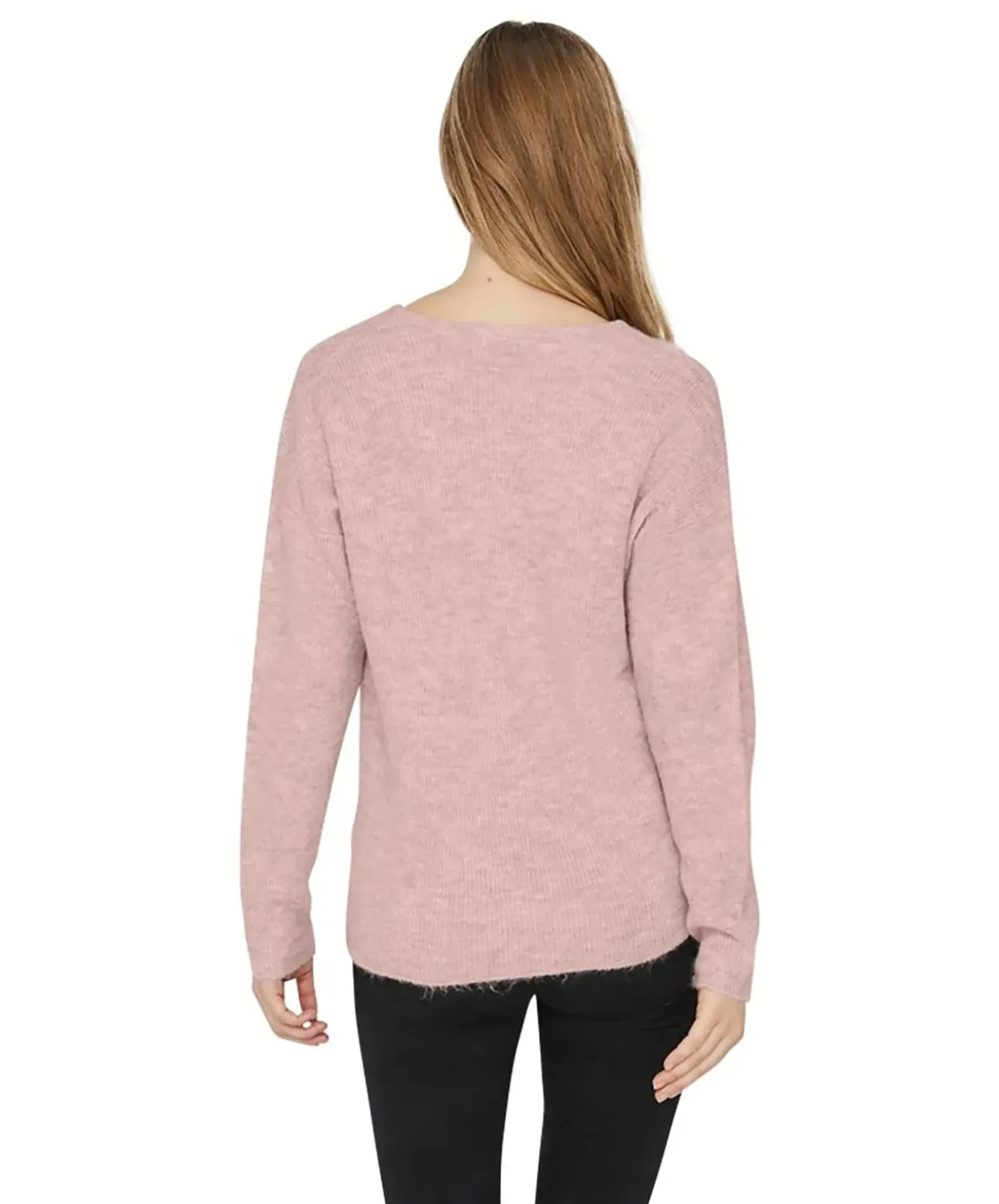 Vero Moda Strickpullover Crewlefile mit V-Neck in Rosa