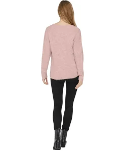 Vero Moda Strickpullover Crewlefile mit V-Neck in Rosa