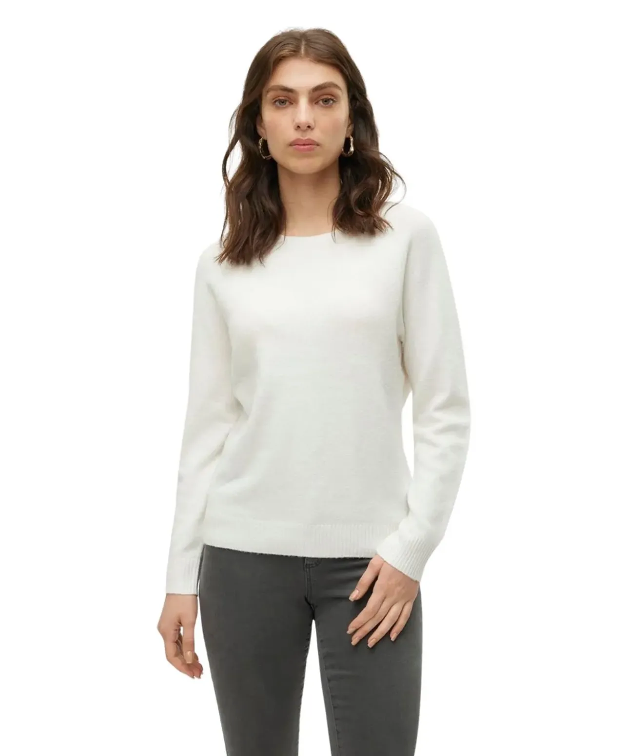 Vero Moda Strickpullover Doffy in Weiß mit Rundhals
