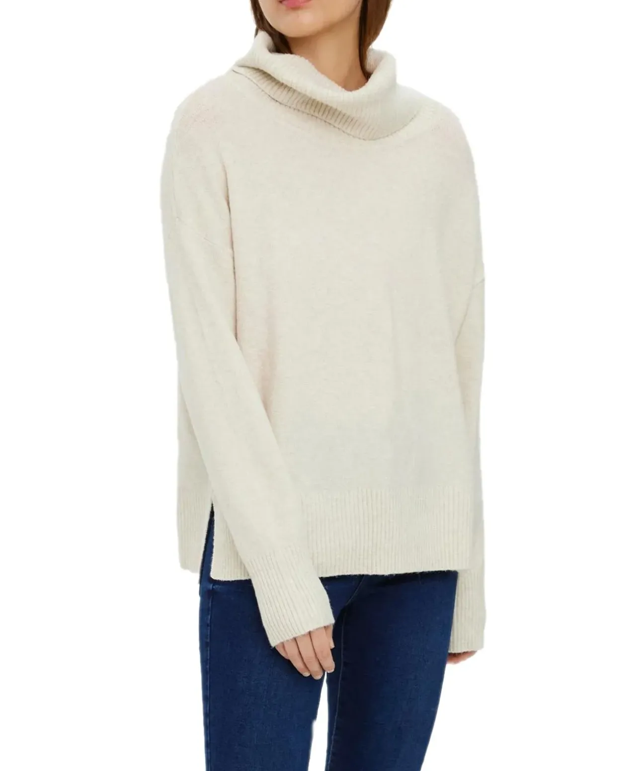 Vero Moda Strickpullover Doffy mit Rollkragen in Beige
