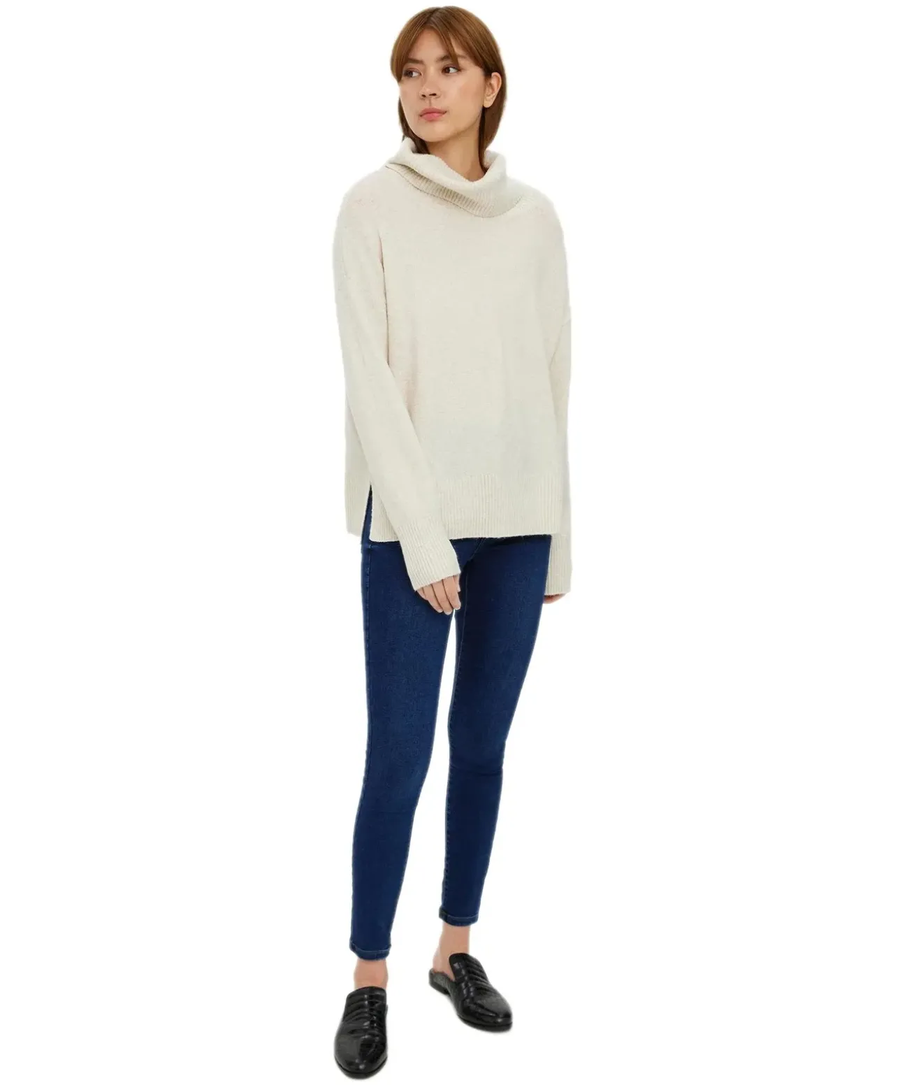 Vero Moda Strickpullover Doffy mit Rollkragen in Beige