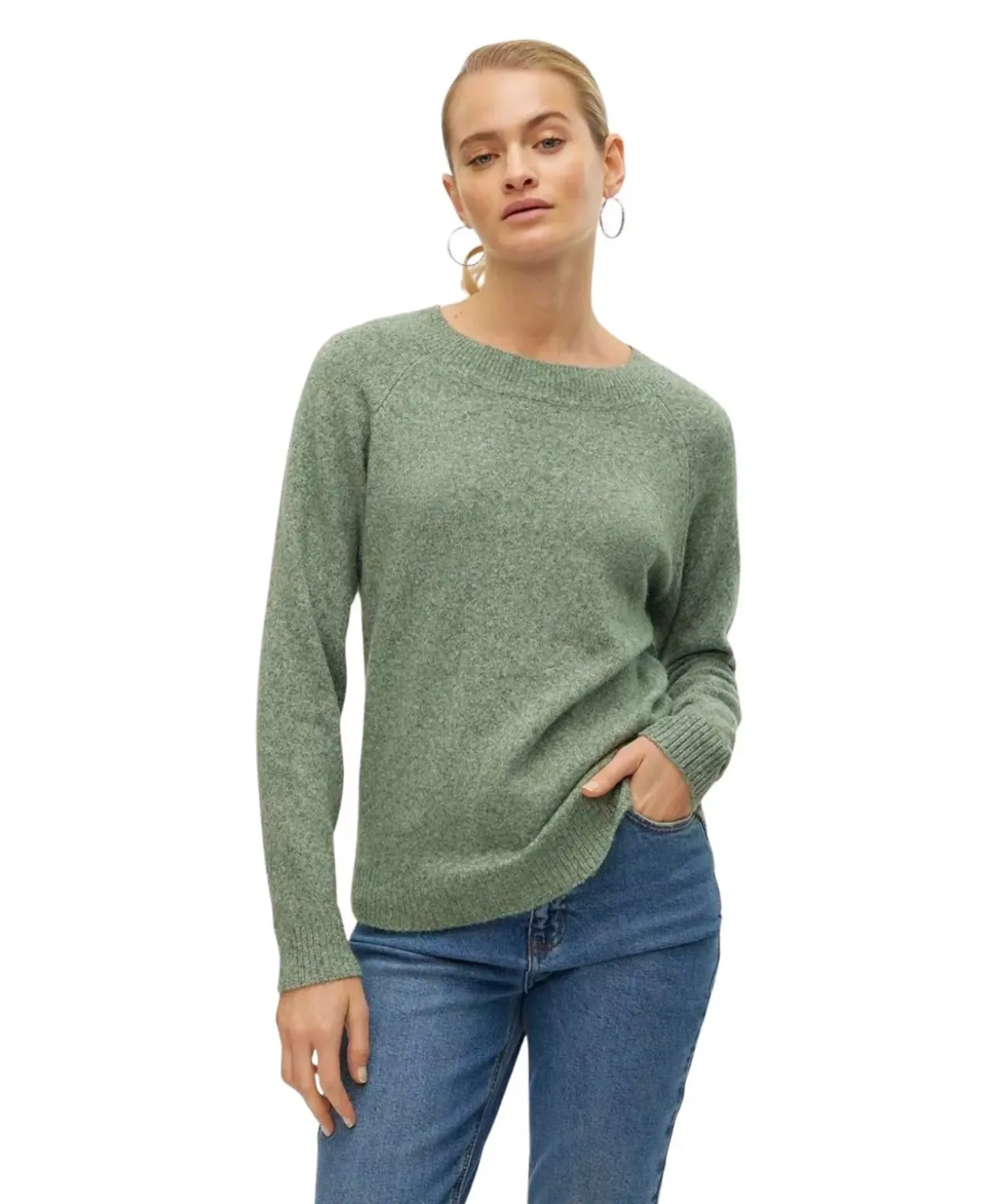 Vero Moda Strickpullover Doffy in Grün mit Rundhals