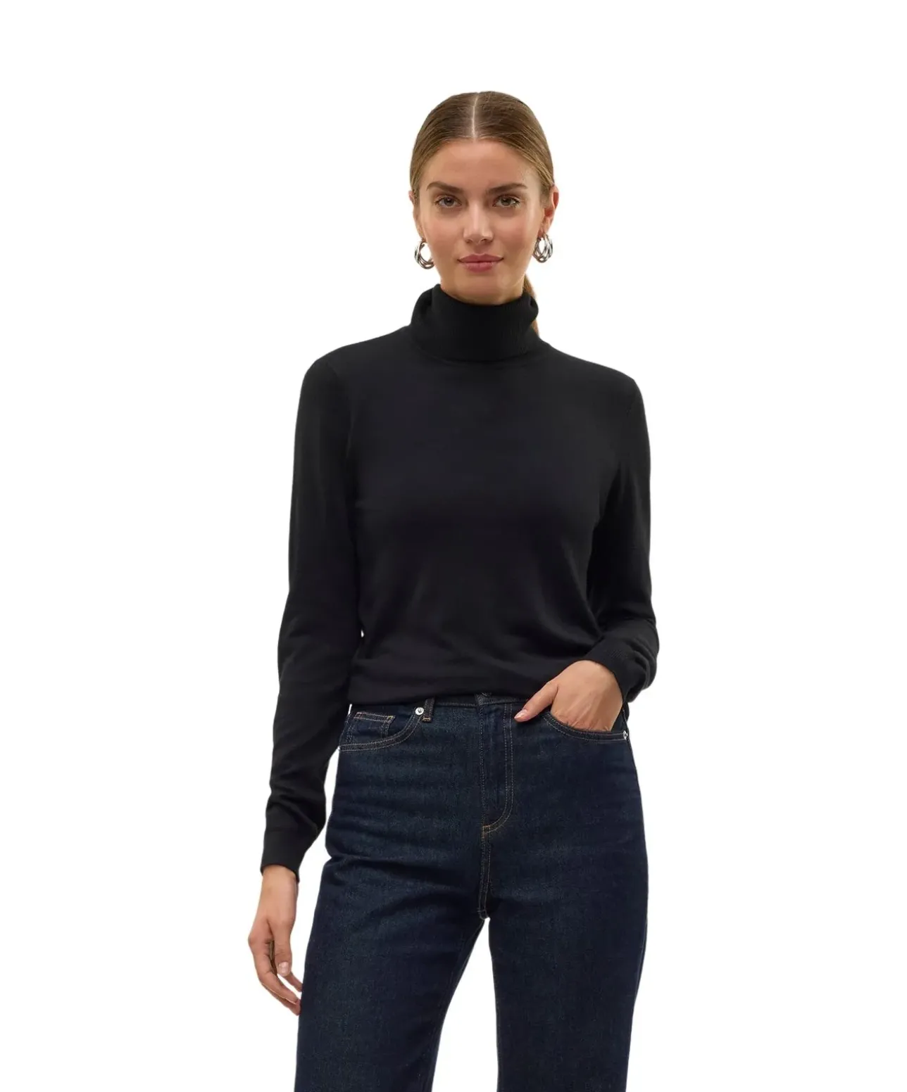 Vero Moda Strickpullover Iris in Schwarz mit Rollkragen