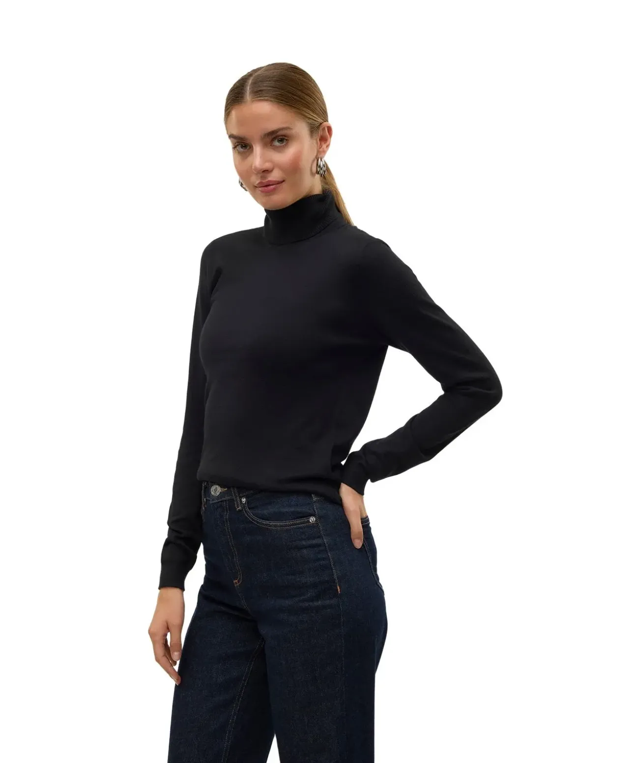 Vero Moda Strickpullover Iris in Schwarz mit Rollkragen
