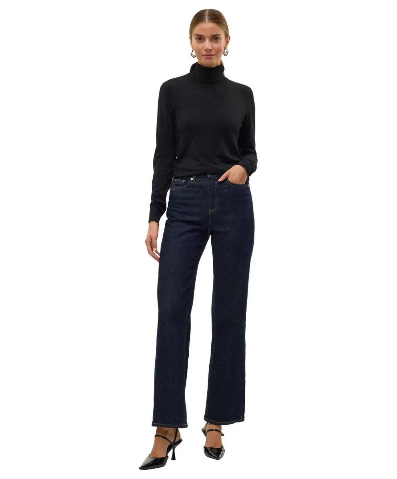 Vero Moda Strickpullover Iris in Schwarz mit Rollkragen