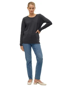 Vero Moda Strukturpullover aus grauer Bio-Baumwolle