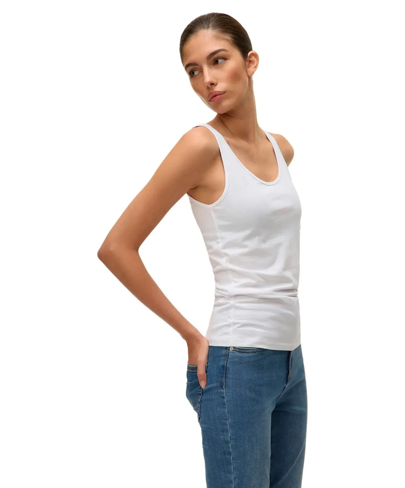 Vero Moda Tank Top mit U-Ausschnitt in Weiß