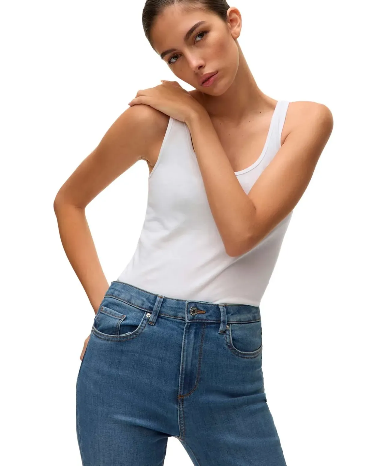 Vero Moda Tank Top mit U-Ausschnitt in Weiß