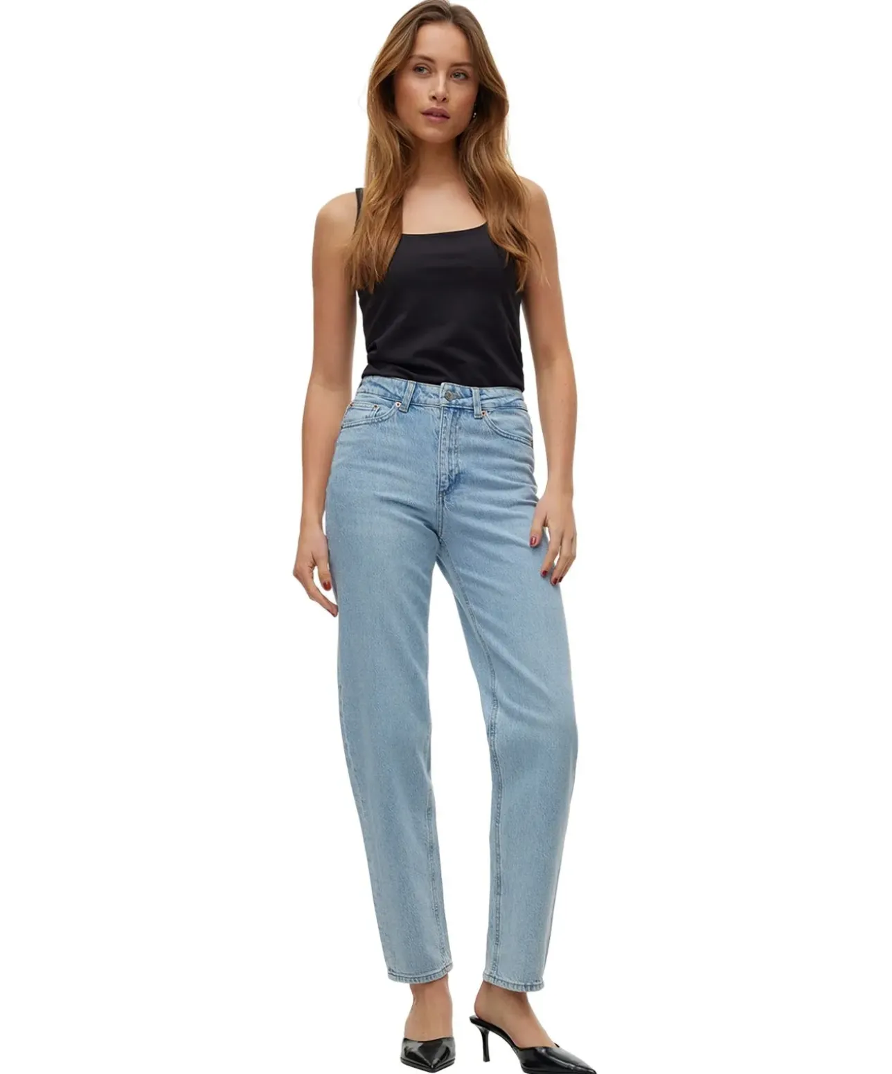 Vero Moda Tessa in Stone-Waschung mit Mom-fit