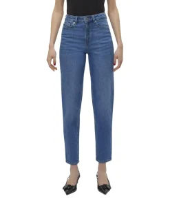 Vero Moda Tessa Jeans mit hoher Taille in Mittelblau