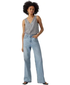 Vero Moda Top Bumby mit Knopf Details in Streifenoptik