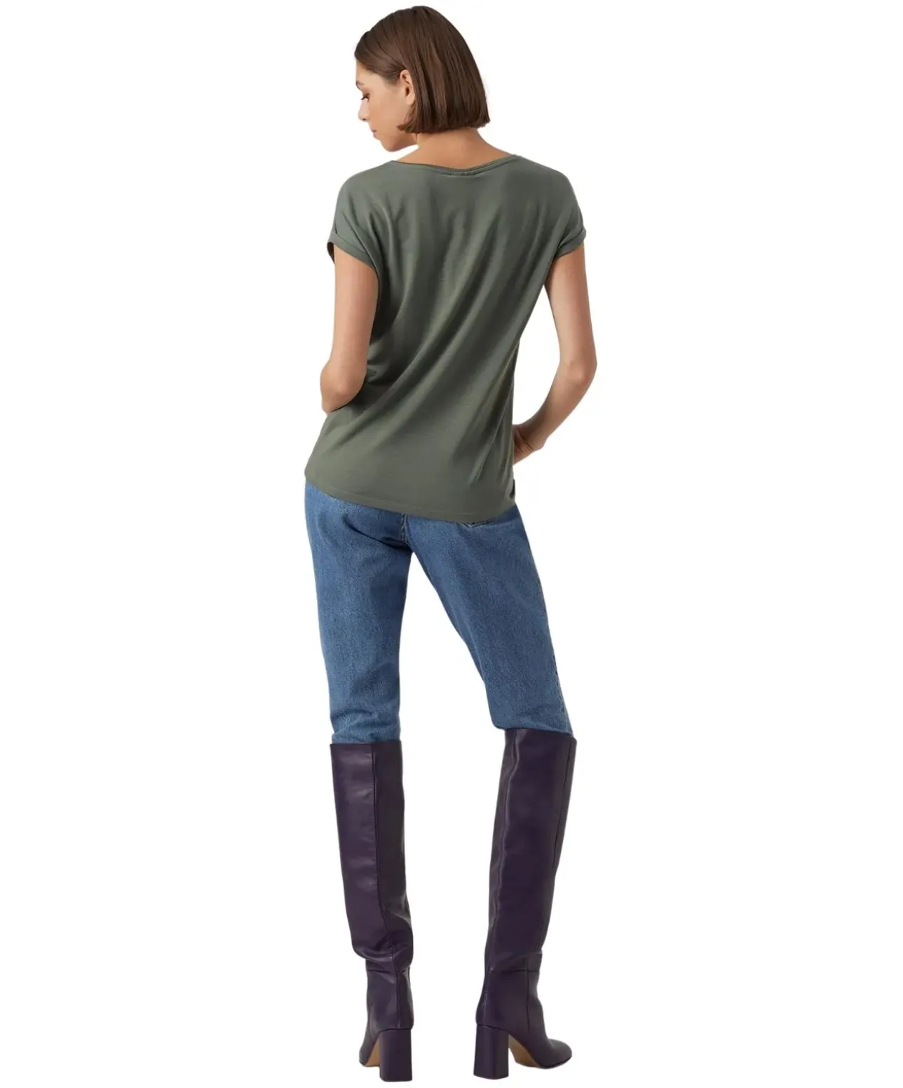 Vero Moda T-Shirt AVA mit Rundhals in grünem Laurel Wreath