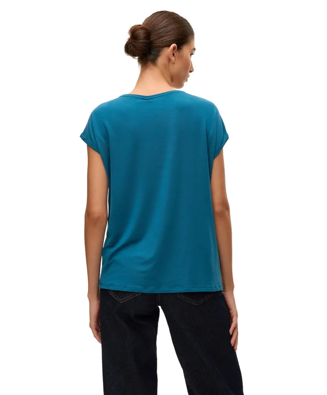 Vero Moda T-Shirt AVA mit Rundhals in Orientblau