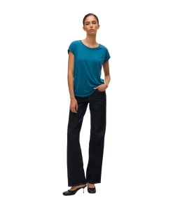Vero Moda T-Shirt AVA mit Rundhals in Orientblau