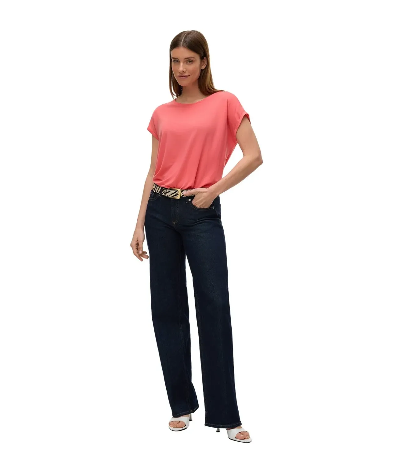 Vero Moda T-Shirt AVA mit Rundhals in Vintage Rot