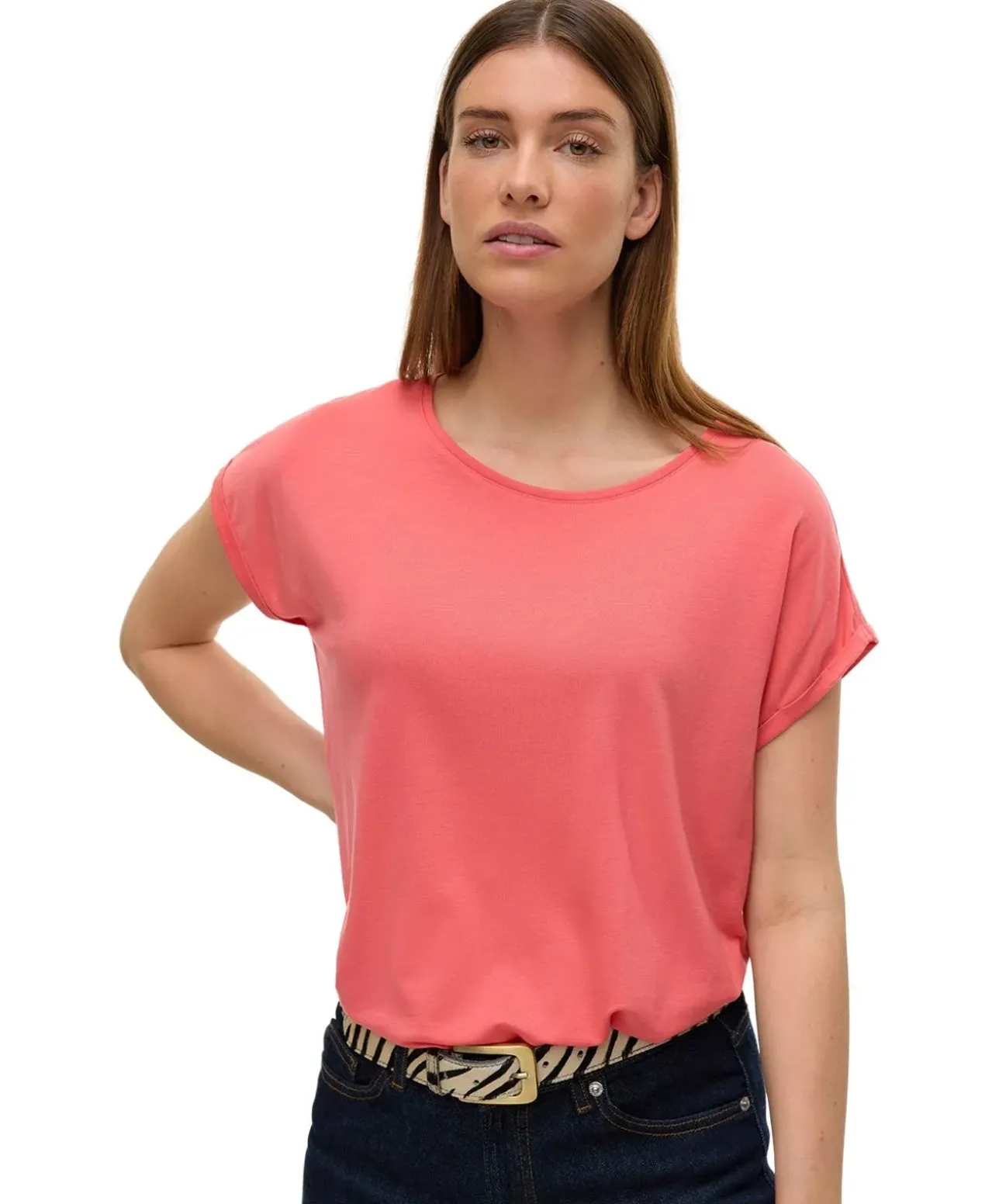 Vero Moda T-Shirt AVA mit Rundhals in Vintage Rot