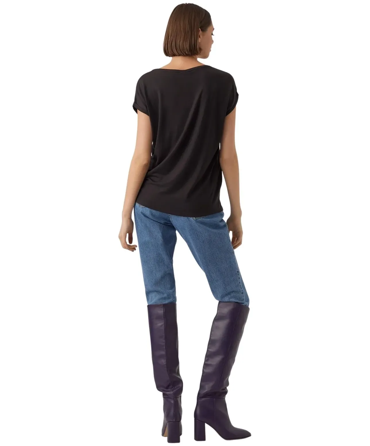 Vero Moda T-Shirt AVA mit Rundhals in Schwarz