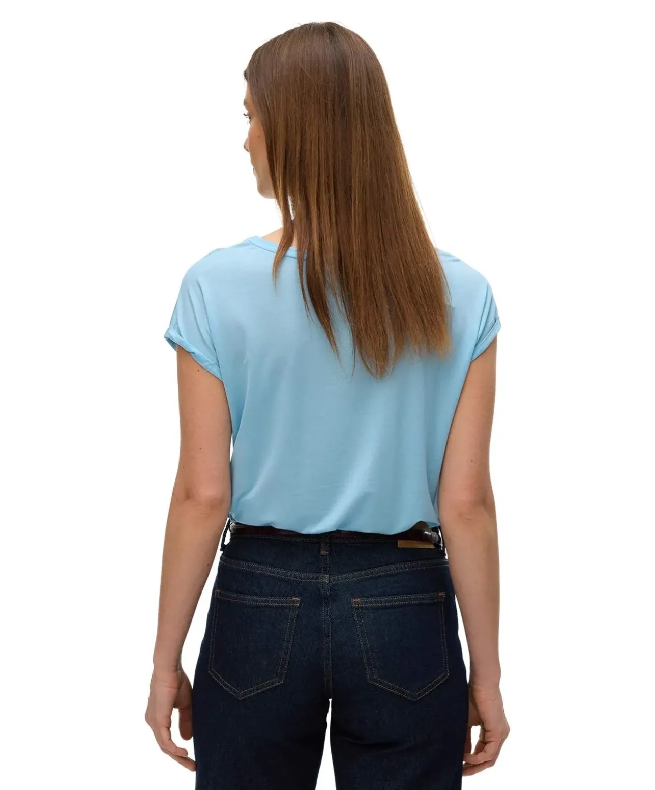 Vero Moda T-Shirt AVA mit Rundhals in Himmelblau