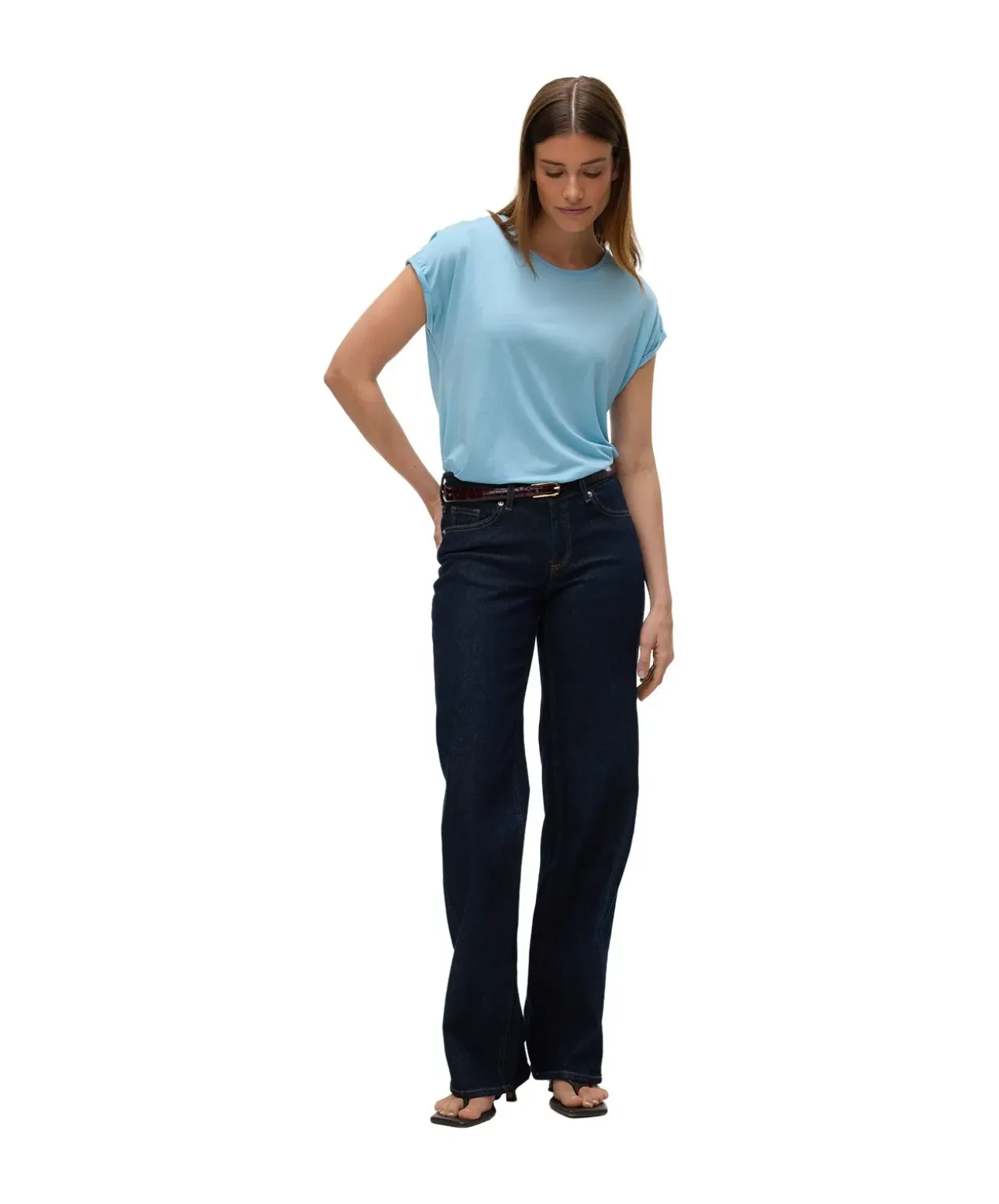 Vero Moda T-Shirt AVA mit Rundhals in Himmelblau