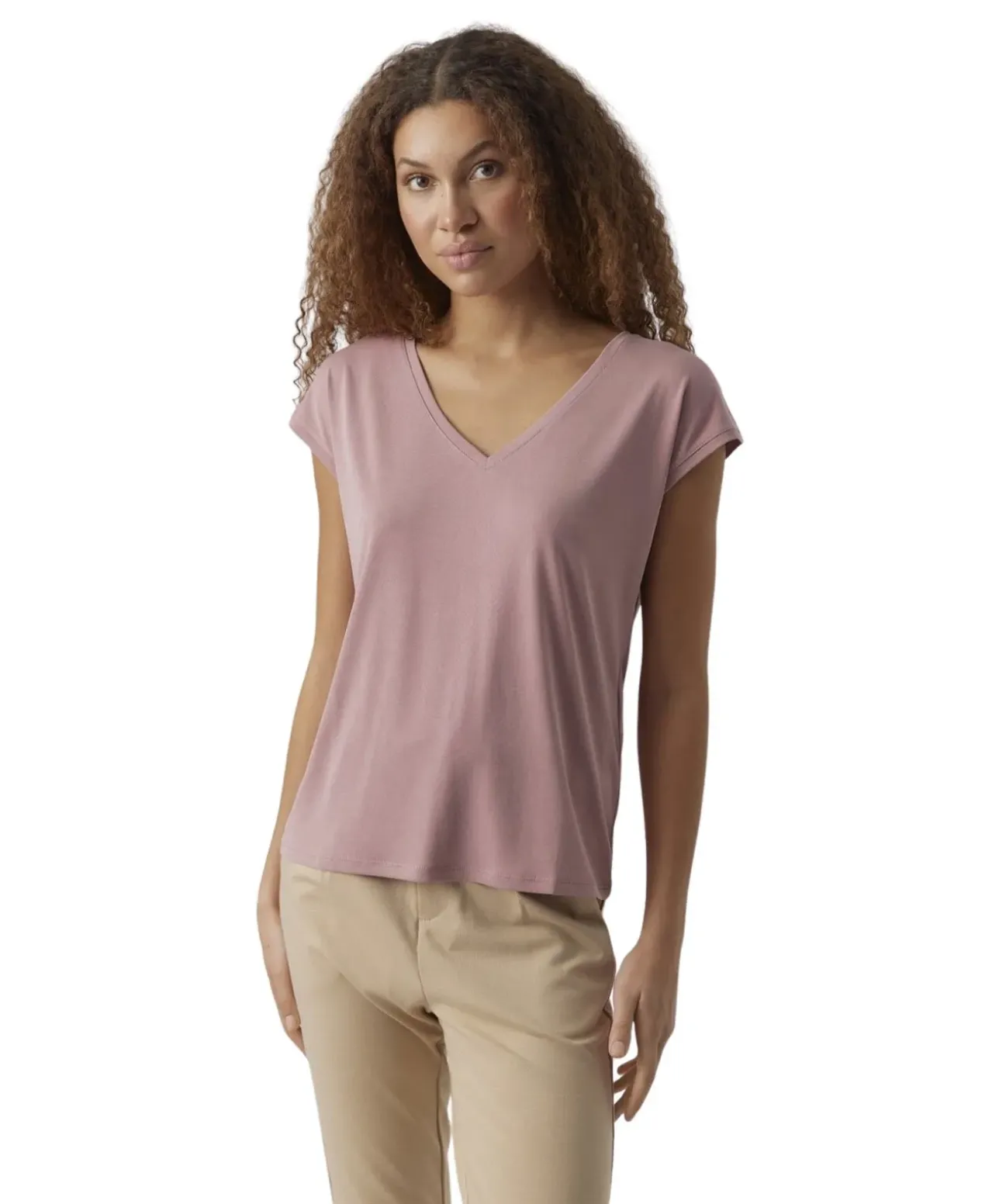 Vero Moda T-Shirt Filli mit V-Ausschnitt in Rose