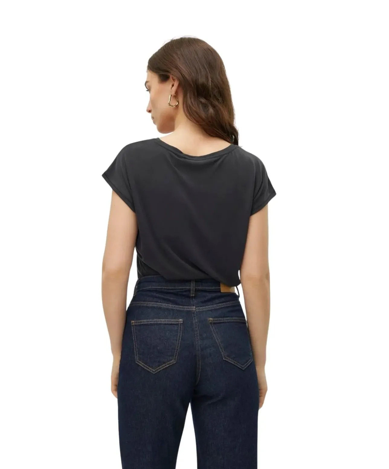 Vero Moda T-Shirt Filli mit V-Ausschnitt in Schwarz