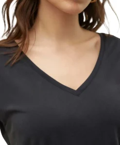 Vero Moda T-Shirt Filli mit V-Ausschnitt in Schwarz