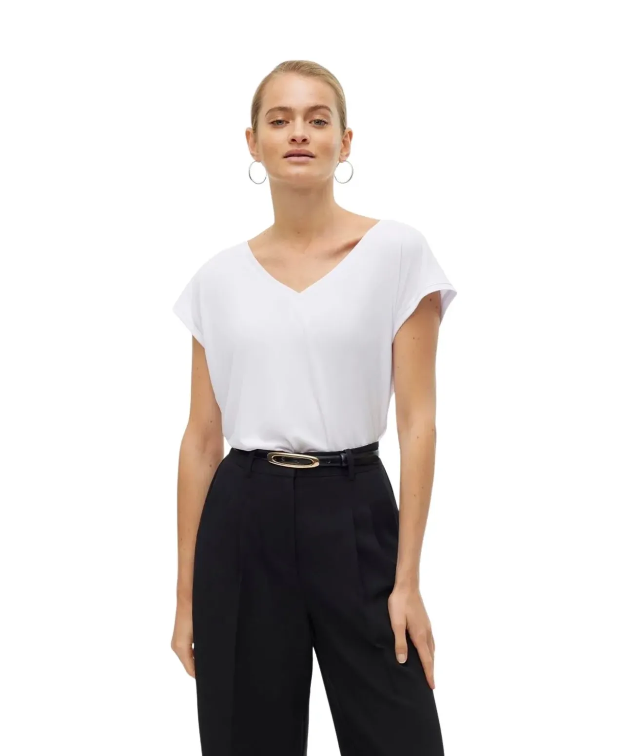 Vero Moda T-Shirt Filli mit V-Ausschnitt in Weiß