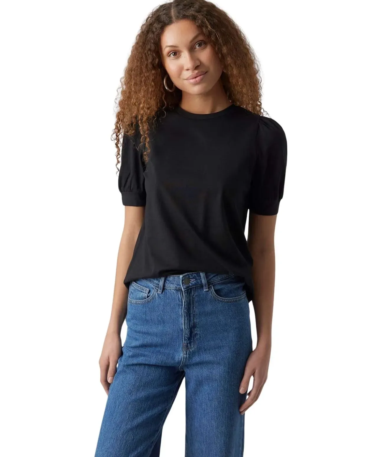 Vero Moda T-Shirt Kerry mit Rundhals in Schwarz