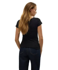 Vero Moda T-Shirt Maxi Soft in Schwarz mit U-Ausschnitt