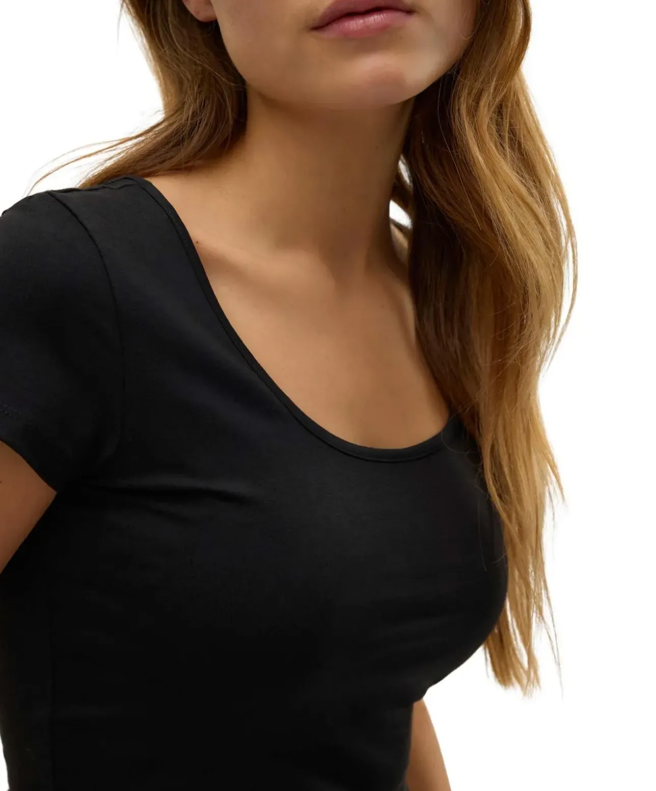 Vero Moda T-Shirt Maxi Soft in Schwarz mit U-Ausschnitt