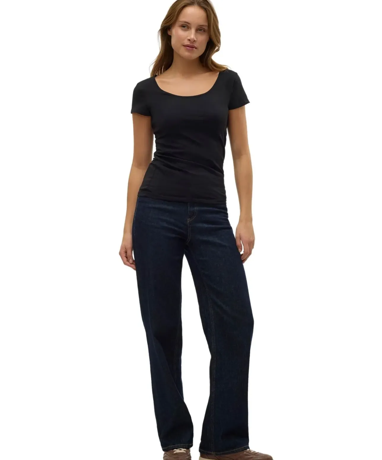Vero Moda T-Shirt Maxi Soft in Schwarz mit U-Ausschnitt