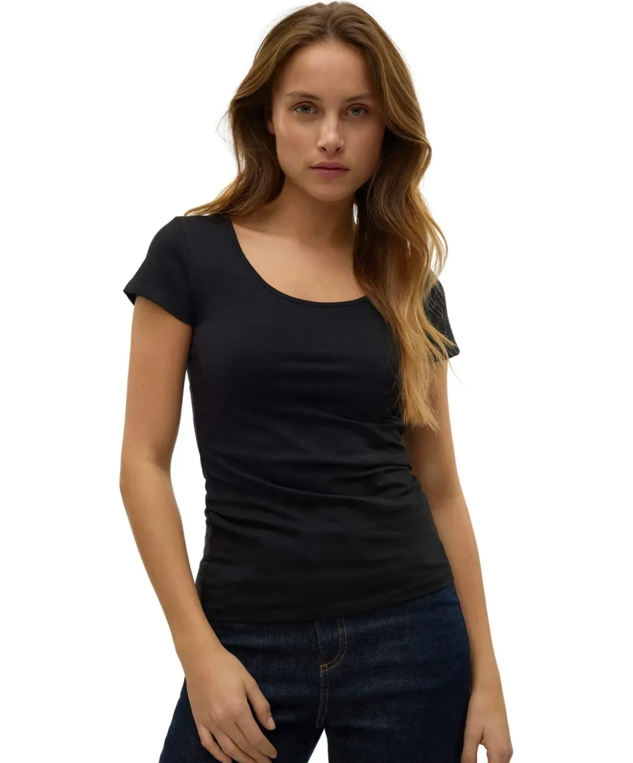 Vero Moda T-Shirt Maxi Soft in Schwarz mit U-Ausschnitt