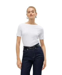 Vero Moda T-Shirt Panda mit U-Boot-Ausschnitt in Weiß