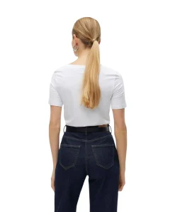 Vero Moda T-Shirt Panda mit U-Boot-Ausschnitt in Weiß