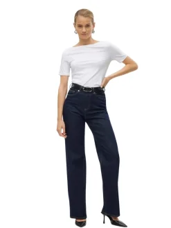 Vero Moda T-Shirt Panda mit U-Boot-Ausschnitt in Weiß