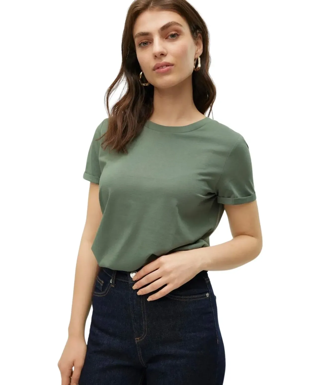 Vero Moda T-Shirt Paula in Grün mit Rundhalsausschnitt