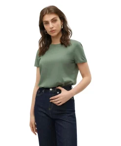 Vero Moda T-Shirt Paula in Grün mit Rundhalsausschnitt