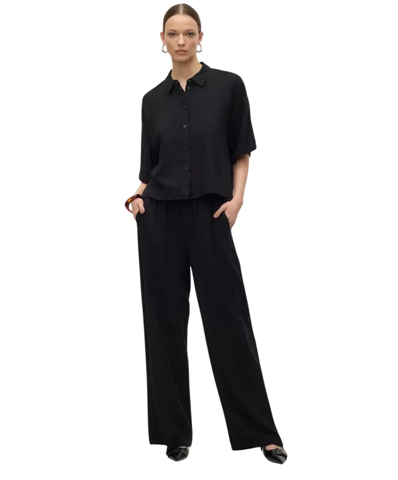 Vero Moda Wide Leg Hose Linn in Schwarz