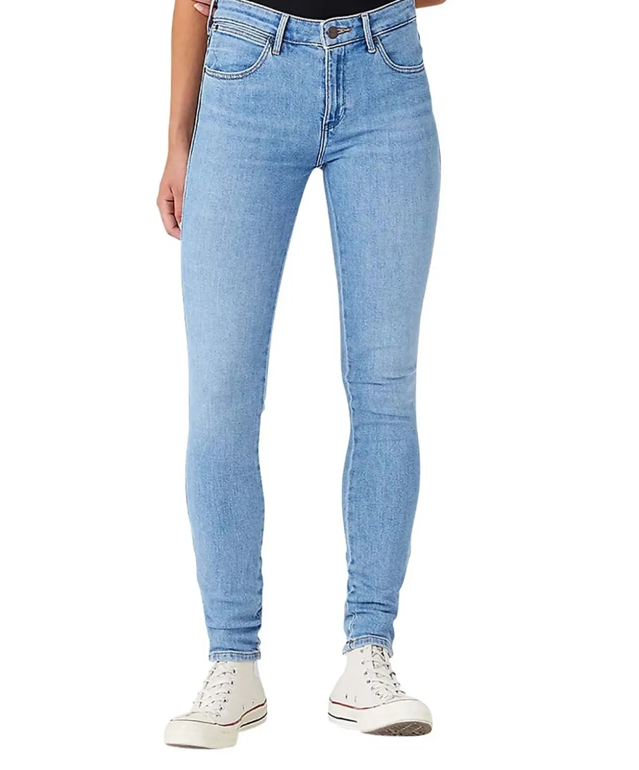 Wrangler Damen Jeans Skinny in Hellblau mit mittlerer Leibhöhe