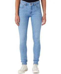 Wrangler Damen Jeans Skinny in Hellblau mit mittlerer Leibhöhe
